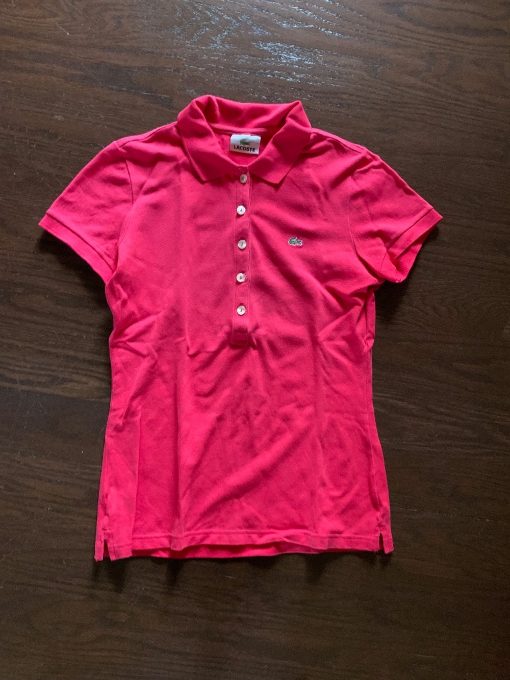 Lacoste ladies short sleeves fitted polo knit top